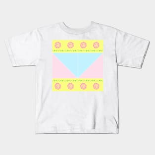 Pink Roses with leaves and other geometric patterns Kids T-Shirt